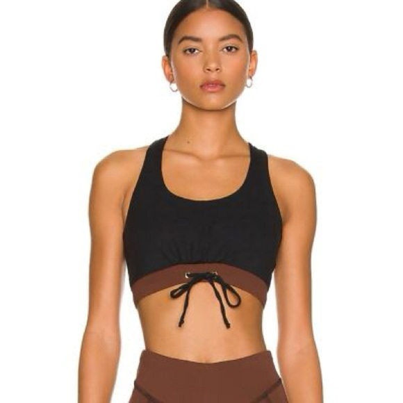 Strut This Gigi Tie Front Sports Bra Black - Picture 1 of 7